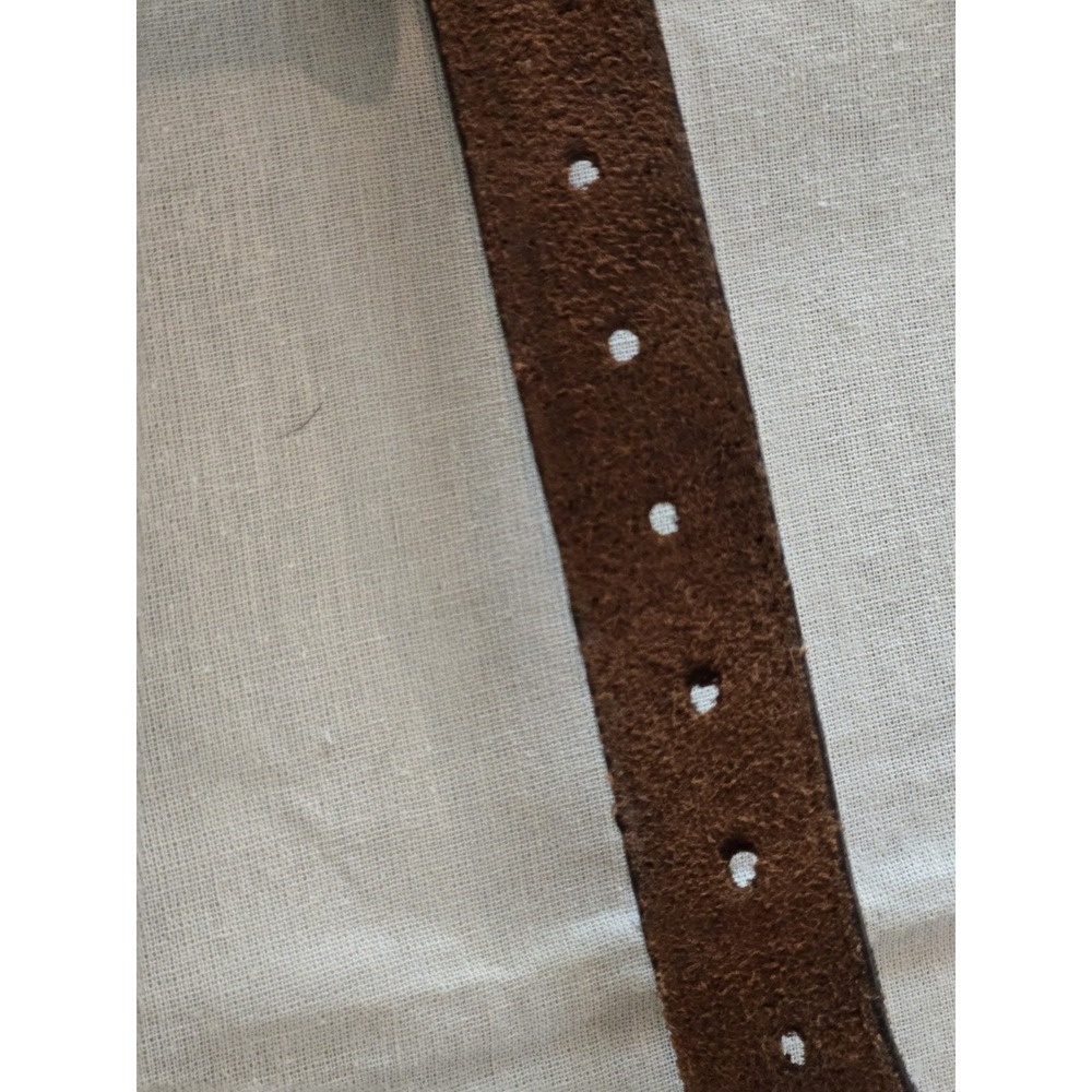 Vintage Belt Leather Beaded Leegin Montana Silvertone Brass Buckle Western - Picture 11 of 11